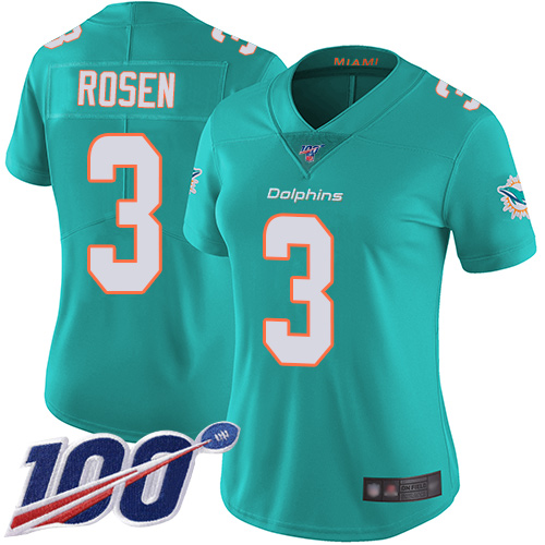 Miami Dolphins #3 Josh Rosen Aqua Green Team Color Women's Stitched 100th Season Vapor Limited Jersey Womens cheap jerseys for sale - CheapJerseys.Shop