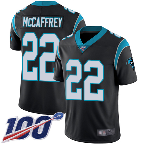 Carolina Panthers #22 Christian McCaffrey Black Team Color Men's Stitched 100th Season Vapor Limited Jersey Men's cheap jerseys for sale - CheapJerseys.Shop