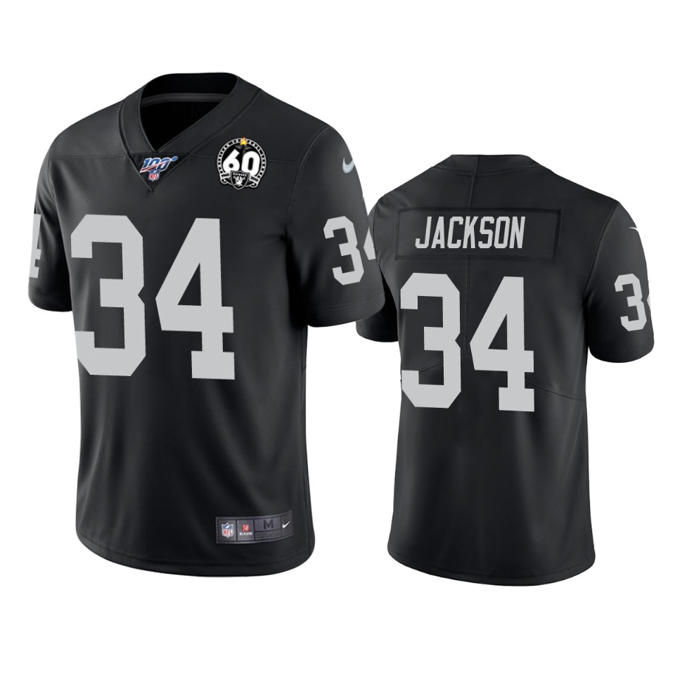 Raiders #34 Bo Jackson Black 60th Anniversary Vapor Limited Stitched 100th Season Jersey cheap jerseys for sale - CheapJerseys.Shop