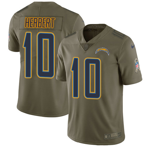 Chargers #10 Justin Herbert Olive Men's Stitched Limited 2017 Salute To Service Jersey cheap jerseys for sale - CheapJerseys.Shop