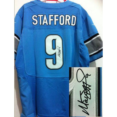 Detroit Lions #9 Matthew Stafford Blue Team Color Men's Stitched Elite Autographed Jersey Men's cheap jerseys for sale - CheapJerseys.Shop