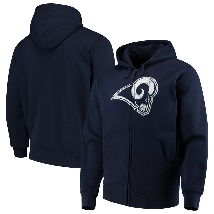 Los Angeles Rams G-III Sports By Carl Banks Primary Logo Full-Zip Hoodie Navy cheap jerseys for sale - CheapJerseys.Shop