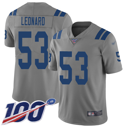 Indianapolis Colts #53 Darius Leonard Gray Youth Stitched Limited Inverted Legend 100th Season Jersey Youth cheap jerseys for sale - CheapJerseys.Shop