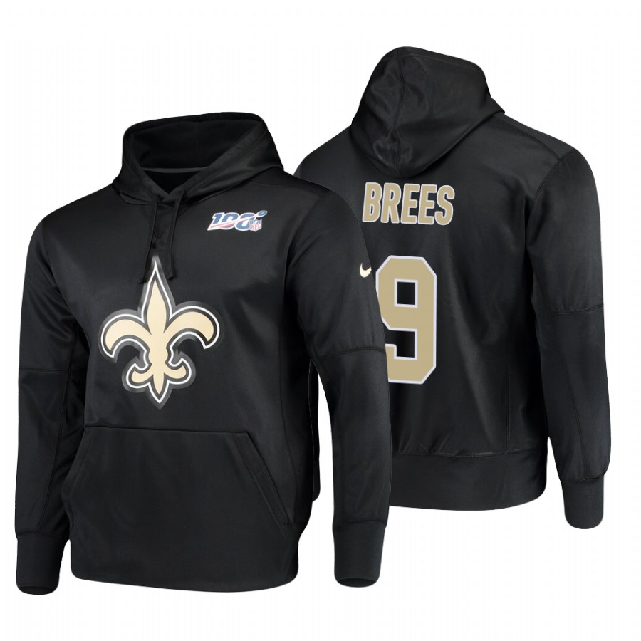 New Orleans Saints #9 Drew Brees 100 Primary Logo Circuit Name & Number Pullover Hoodie Black cheap jerseys for sale - CheapJerseys.Shop