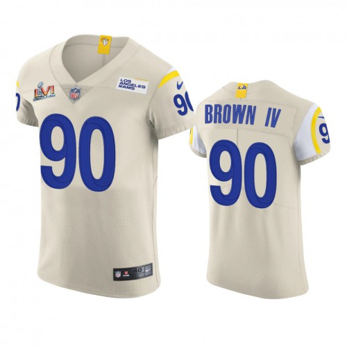Los Angeles Los Angeles Rams #90 Earnest Brown IV Men's Super Bowl LVI Patch Vapor Elite Player Jersey - Bone Men's cheap jerseys for sale - CheapJerseys.Shop