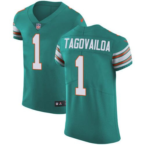 Dolphins #1 Tua Tagovailoa Aqua Green Alternate Men's Stitched New Elite Jersey cheap jerseys for sale - CheapJerseys.Shop