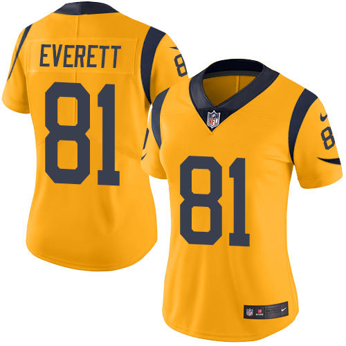 Los Angeles Rams #81 Gerald Everett Gold Women's Stitched Limited Rush Jersey Womens cheap jerseys for sale - CheapJerseys.Shop
