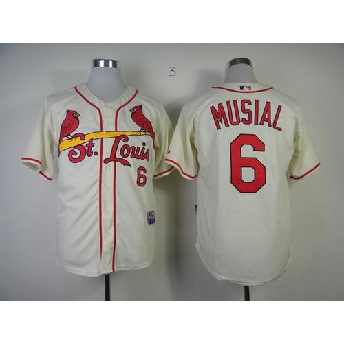 St.Louis Cardinals #6 Stan Musial Cream Alternate Cool Base Stitched Jersey Men's cheap jerseys for sale - CheapJerseys.Shop