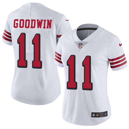 San Francisco 49ers #11 Marquise Goodwin White Rush Women's Stitched Vapor Untouchable Limited Jersey Womens cheap jerseys for sale - CheapJerseys.Shop