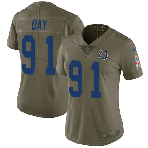 Indianapolis Colts #91 Sheldon Day Olive Women's Stitched Limited 2017 Salute To Service Jersey Womens cheap jerseys for sale - CheapJerseys.Shop