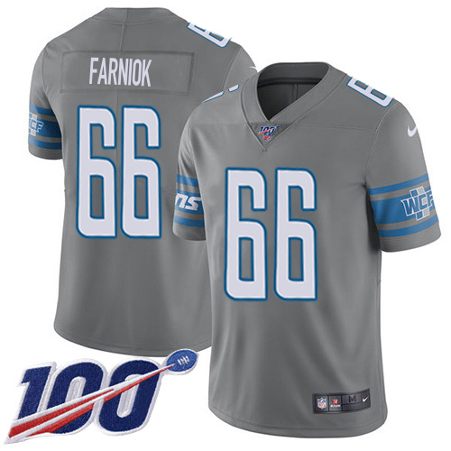 Lions #66 Matt Farniok Gray Men's Stitched Limited Rush 100th Season Jersey cheap jerseys for sale - CheapJerseys.Shop