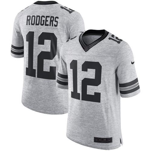 Packers #12 Aaron Rodgers Gray Men's Stitched Limited Gridiron Gray II Jersey cheap jerseys for sale - CheapJerseys.Shop