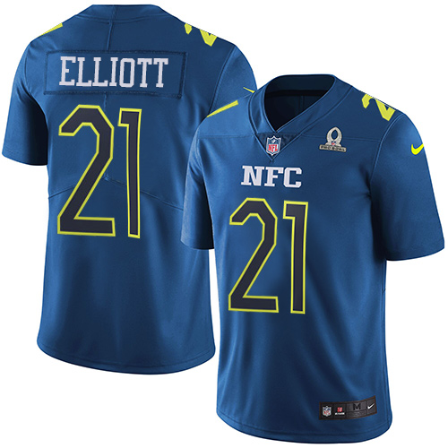 Cowboys #21 Ezekiel Elliott Navy Men's Stitched Limited NFC 2017 Pro Bowl Jersey cheap jerseys for sale - CheapJerseys.Shop
