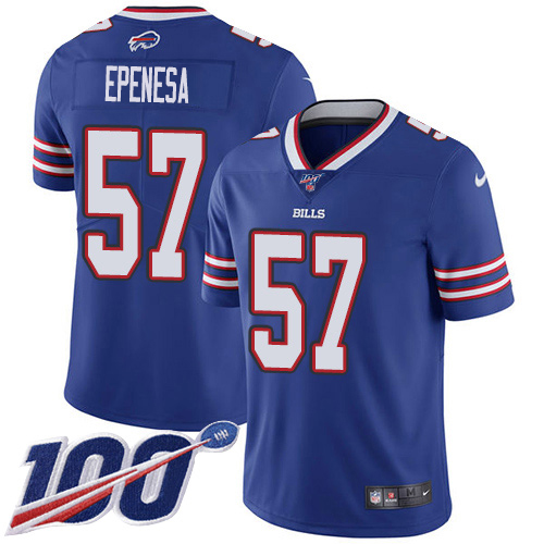 Buffalo Bills #57 A.J. Epenesas Royal Blue Team Color Men's Stitched 100th Season Vapor Untouchable Limited Jersey Men's cheap jerseys for sale - CheapJerseys.Shop
