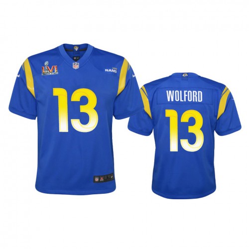 Los Angeles Los Angeles Rams #13 John Wolford Youth Super Bowl LVI Patch Game Jersey - Royal Youth cheap jerseys for sale - CheapJerseys.Shop