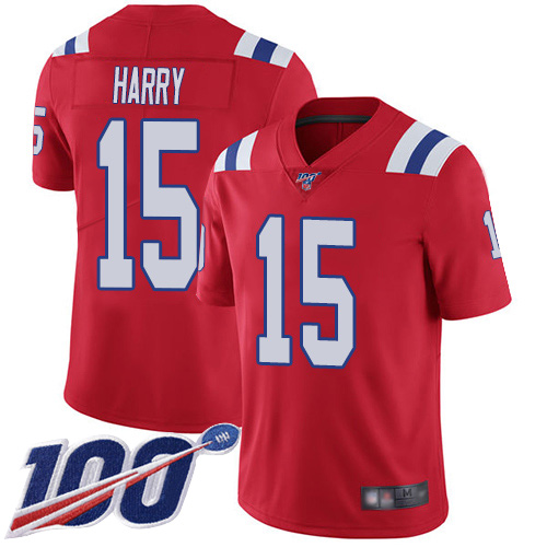 New England Patriots #15 N'Keal Harry Red Alternate Men's Stitched 100th Season Vapor Limited Jersey Men's cheap jerseys for sale - CheapJerseys.Shop