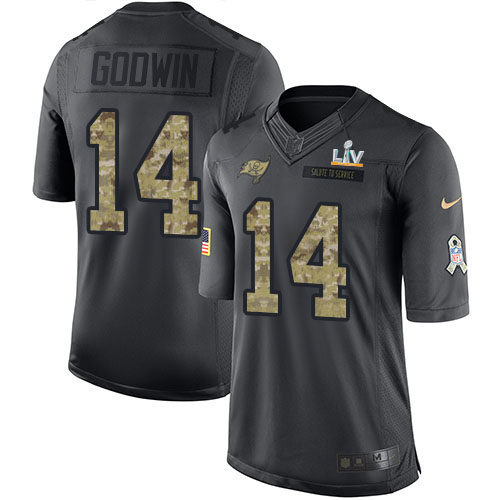Buccaneers #14 Chris Godwin Black Men's Super Bowl LV Bound Stitched Limited 2016 Salute To Service Jersey cheap jerseys for sale - CheapJerseys.Shop