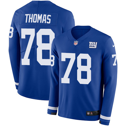 New York Giants #78 Andrew Thomas Royal Blue Team Color Men's Stitched Limited Therma Long Sleeve Jersey Men's cheap jerseys for sale - CheapJerseys.Shop