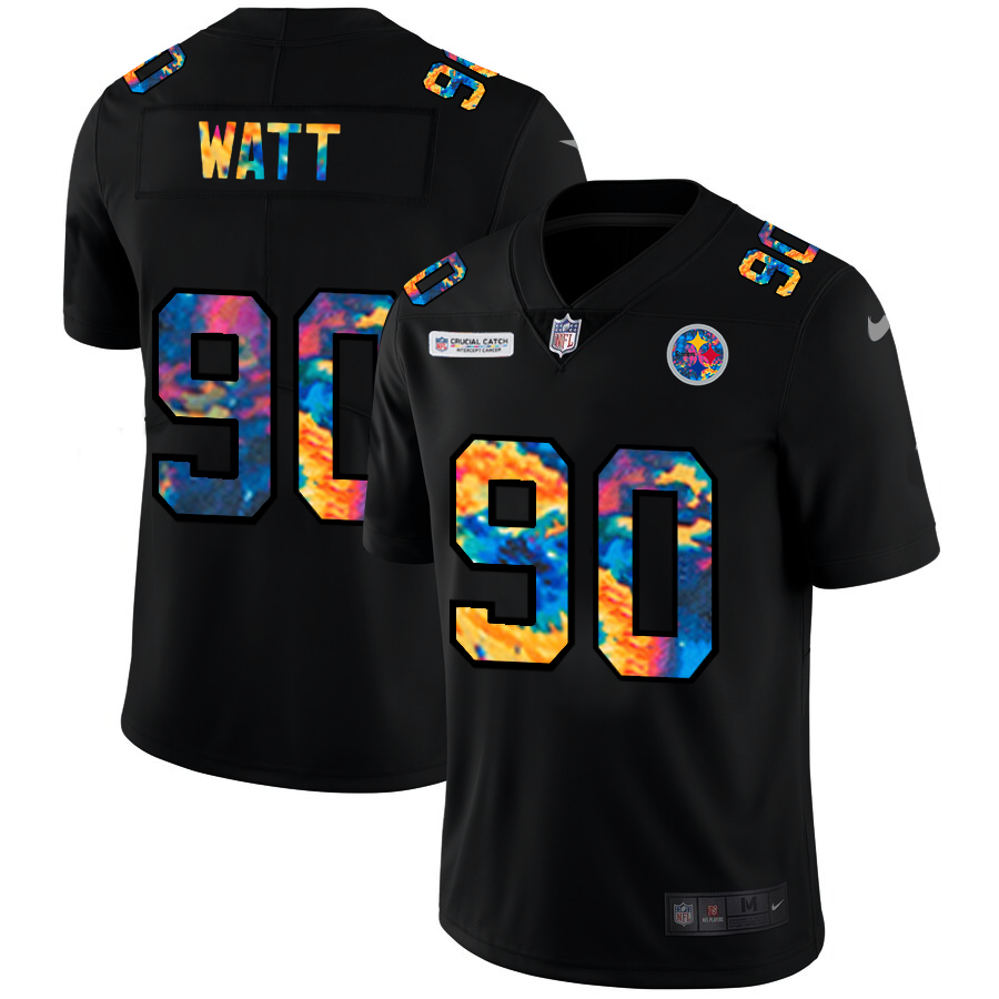 Pittsburgh Steelers #90 T.J. Watt Men's Multi-Color Black 2020 Crucial Catch Vapor Untouchable Limited Jersey cheap jerseys for sale - CheapJerseys.Shop