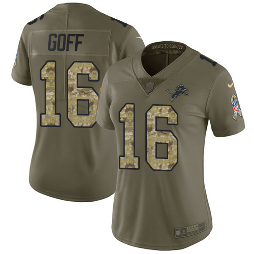 Detroit Lions #16 Jared Goff Olive/Camo Women's Stitched Limited 2017 Salute To Service Jersey cheap jerseys for sale - CheapJerseys.Shop