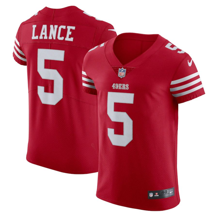 San Francisco 49ers #5 Trey Lance Scarlet Men's 2022-23 Authentic Stitched Vapor Untouchable Elite Jersey cheap jerseys for sale - CheapJerseys.Shop