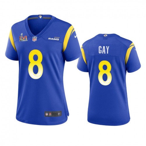 Los Angeles Los Angeles Rams #8 Matt Gay Women's Super Bowl LVI Patch Game Jersey - Royal Womens cheap jerseys for sale - CheapJerseys.Shop