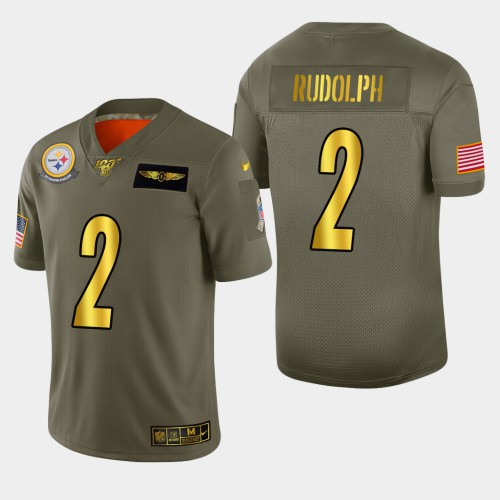 Pittsburgh Steelers #2 Mason Rudolph Men's Olive Gold 2019 Salute to Service 100 Limited Jersey Men's cheap jerseys for sale - CheapJerseys.Shop