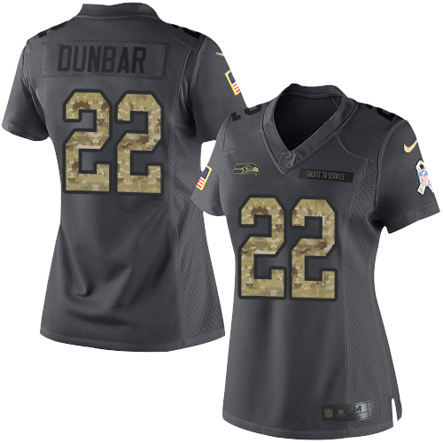 Seattle Seahawks #22 Quinton Dunbar Black Women's Stitched Limited 2016 Salute to Service Jersey Womens cheap jerseys for sale - CheapJerseys.Shop