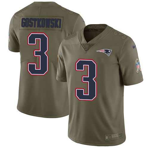 New England Patriots #3 Stephen Gostkowski Olive Men's Stitched Limited 2017 Salute To Service Jersey Men's cheap jerseys for sale - CheapJerseys.Shop