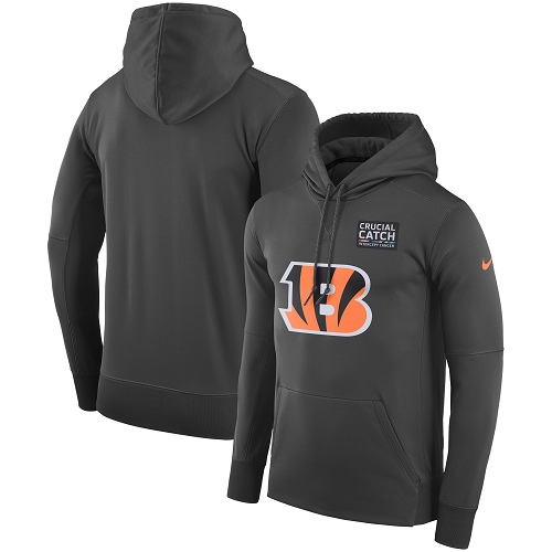 Men's Cincinnati Bengals Anthracite Crucial Catch Performance Pullover Hoodie cheap jerseys for sale - CheapJerseys.Shop
