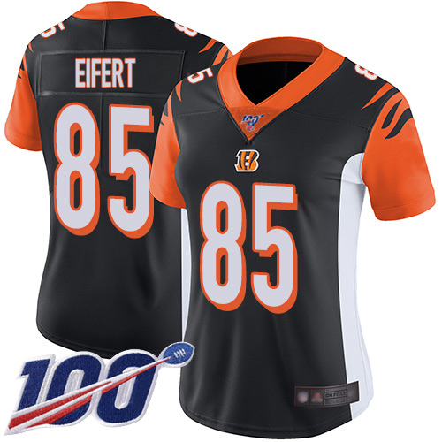 Cincinnati Bengals #85 Tyler Eifert Black Team Color Women's Stitched 100th Season Vapor Limited Jersey Womens cheap jerseys for sale - CheapJerseys.Shop
