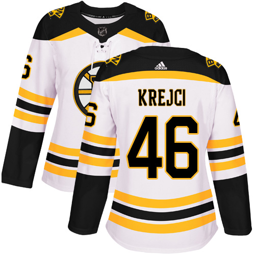 Boston Bruins #46 David Krejci White Road Authentic Women's Stitched Jersey Womens cheap jerseys for sale - CheapJerseys.Shop