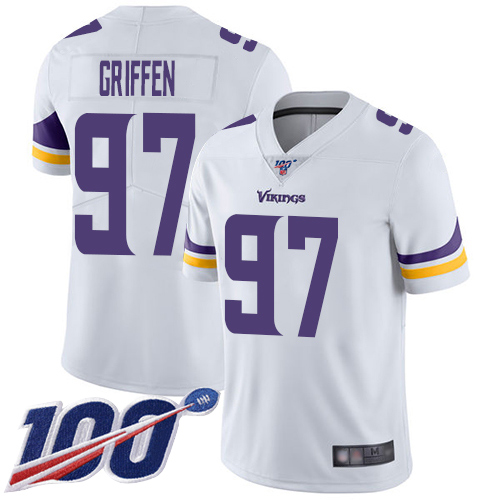 Minnesota Vikings #97 Everson Griffen White Men's Stitched 100th Season Vapor Limited Jersey Men's cheap jerseys for sale - CheapJerseys.Shop