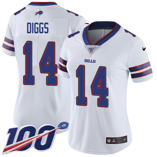 Bills #14 Stefon Diggs White Women's Stitched 100th Season Vapor Untouchable Limited Jersey cheap jerseys for sale - CheapJerseys.Shop