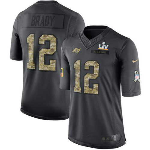 Buccaneers #12 Tom Brady Black Youth Super Bowl LV Bound Stitched Limited 2016 Salute To Service Jersey cheap jerseys for sale - CheapJerseys.Shop