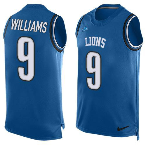Lions #9 Jameson Williams Blue Team Color Men's Stitched Limited Tank Top Jersey cheap jerseys for sale - CheapJerseys.Shop