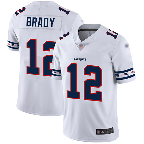 Patriots #12 Tom Brady White Men's Stitched Limited Team Logo Fashion Jersey cheap jerseys for sale - CheapJerseys.Shop