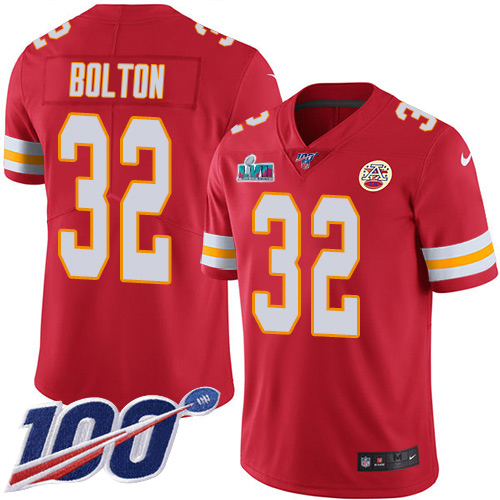 Chiefs #32 Nick Bolton Red Team Color Super Bowl LVII Patch Men's Stitched 100th Season Vapor Limited Jersey cheap jerseys for sale - CheapJerseys.Shop