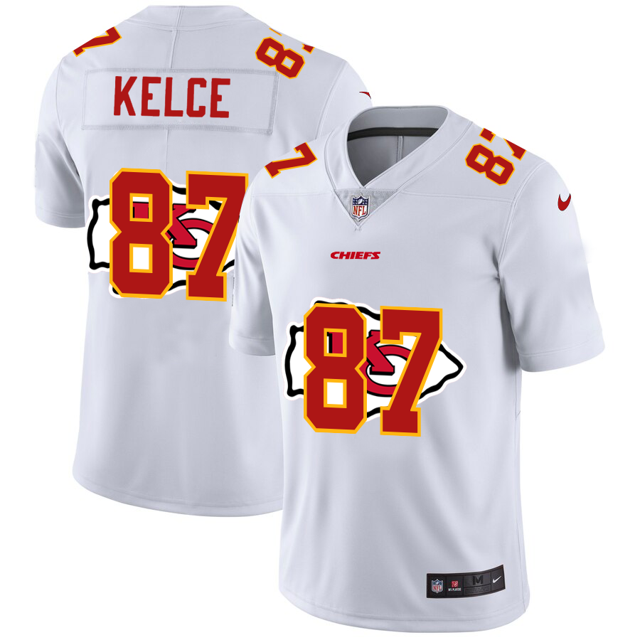 Kansas City Chiefs #87 Travis Kelce White Men's Team Logo Dual Overlap Limited Jersey cheap jerseys for sale - CheapJerseys.Shop