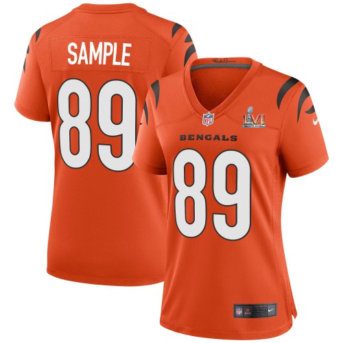Cincinnati Cincinnati Bengals #89 Drew Sample Orange Super Bowl LVI Patch Women's Game Jersey Womens cheap jerseys for sale - CheapJerseys.Shop