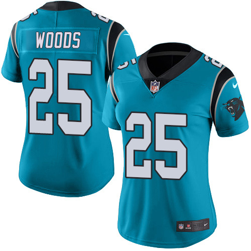 Panthers #25 Xavier Woods Blue Alternate Women's Stitched Vapor Untouchable Limited Jersey cheap jerseys for sale - CheapJerseys.Shop