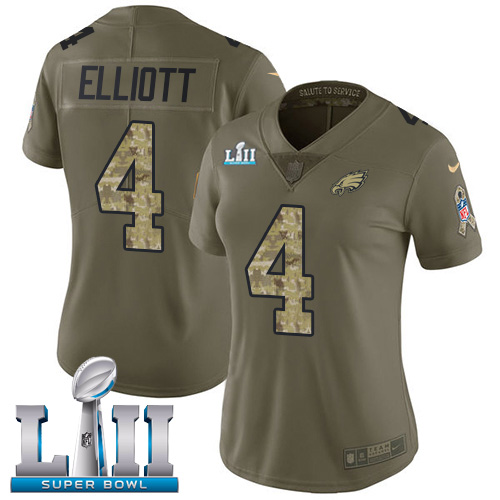 Philadelphia Eagles #4 Jake Elliott Olive/Camo Super Bowl LII Women's Stitched Limited 2017 Salute to Service Jersey Womens cheap jerseys for sale - CheapJerseys.Shop