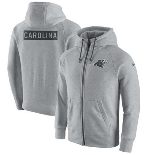 Men's Carolina Panthers Ash Gridiron Gray 2.0 Full-Zip Hoodie cheap jerseys for sale - CheapJerseys.Shop