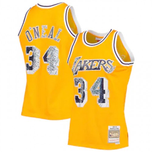 Los Angeles Lakers #34 Shaquille ONea & Ness 1996-97 Hardwood Classics 75th Anniversary Diamond Swingman Jersey - Gold Mens cheap jerseys for sale - CheapJerseys.Shop