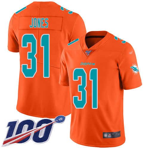 Miami Dolphins #31 Byron Jones Orange Men's Stitched Limited Inverted Legend 100th Season Jersey Men's cheap jerseys for sale - CheapJerseys.Shop
