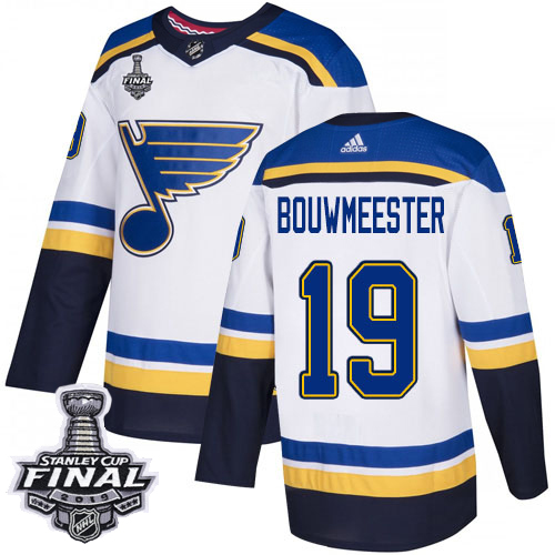 St. Louis Blues #19 Jay Bouwmeester White Road Authentic 2019 Stanley Cup Final Stitched Jersey Men's cheap jerseys for sale - CheapJerseys.Shop