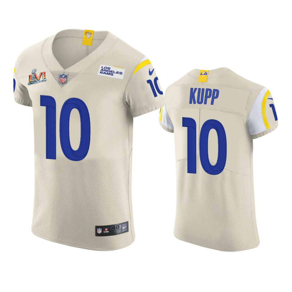 Los Angeles Rams #10 Cooper Kupp Men's Super Bowl LVI Patch Vapor Elite Player Jersey - Bone cheap jerseys for sale - CheapJerseys.Shop