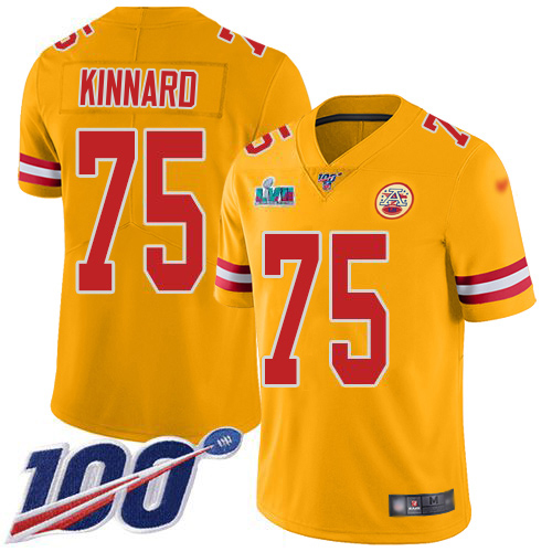 Chiefs #75 Darian Kinnard Gold Super Bowl LVII Patch Youth Stitched Limited Inverted Legend 100th Season Jersey cheap jerseys for sale - CheapJerseys.Shop