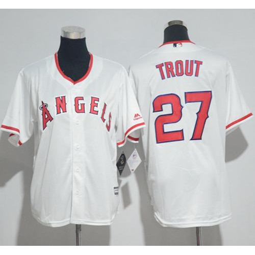 Los Angeles Angels #27 Mike Trout White Cool Base Stitched Youth Jersey Youth cheap jerseys for sale - CheapJerseys.Shop