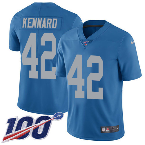 Detroit Lions #42 Devon Kennard Blue Throwback Youth Stitched 100th Season Vapor Untouchable Limited Jersey Youth cheap jerseys for sale - CheapJerseys.Shop